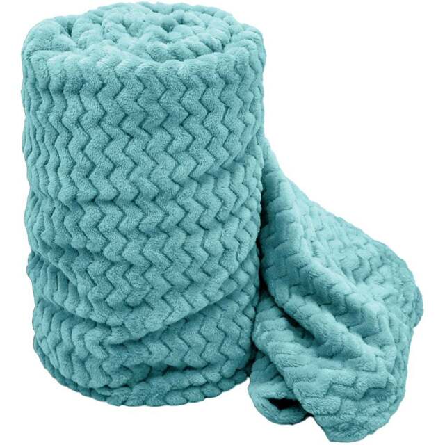 Velosso Duck Egg Moda Plush Throw 127 x 152cm - Size: 127 x 152 x 1cm - Wilko - image 1