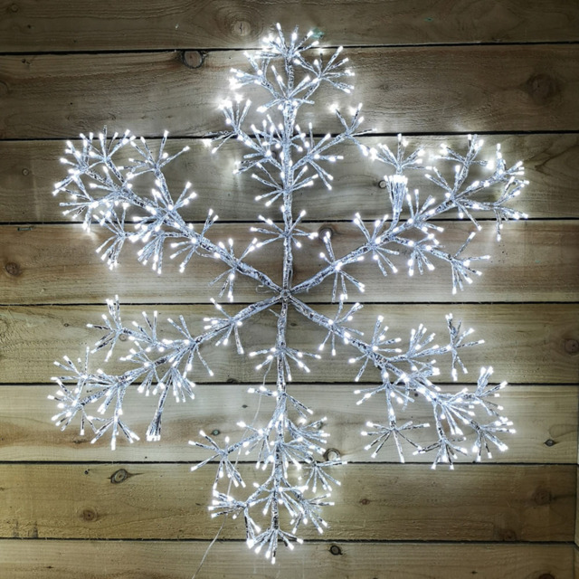 Samuel Alexander 660 White LED Silver Starburst Snowflake Christmas Decoration 90cm - Size: 90 x 90 x 90cm - Wilko - image 1