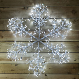 Samuel Alexander 660 White LED Silver Starburst Snowflake Christmas Decoration 90cm - Size: 90 x 90 x 90cm - Wilko