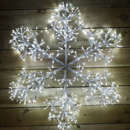 Samuel Alexander 660 White LED Silver Starburst Snowflake Christmas Decoration 90cm - Size: 90 x 90 x 90cm - Wilko - thumbnail 4