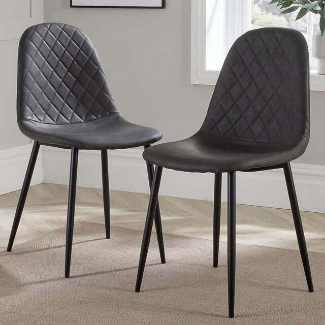 Home Source Anastasia Set of 2 Grey Diamond Pattern Dining Chair - Size: 88 x 44 x 51.5cm - Wilko - image 1
