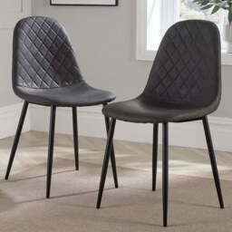 Home Source Anastasia Set of 2 Grey Diamond Pattern Dining Chair - Size: 88 x 44 x 51.5cm - Wilko - thumbnail 1