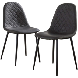 Home Source Anastasia Set of 2 Grey Diamond Pattern Dining Chair - Size: 88 x 44 x 51.5cm - Wilko - thumbnail 3