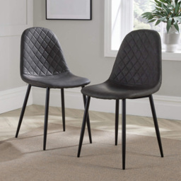 Home Source Anastasia Set of 2 Grey Diamond Pattern Dining Chair - Size: 88 x 44 x 51.5cm - Wilko - thumbnail 7