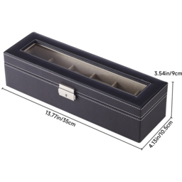 H&O Direct 6 Slot Black Faux Leather Watch Display Case - Size: 9 x 35 x 10.5cm - Wilko - thumbnail 6