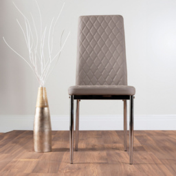 Furniturebox Arona Valera Glass 4 Seater Round Dining Set Chrome and Cappuccino - Brown - Wilko - thumbnail 3