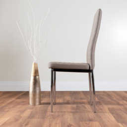 Furniturebox Arona Valera Glass 4 Seater Round Dining Set Chrome and Cappuccino - Brown - Wilko - thumbnail 4