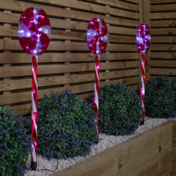 Samuel Alexander 63 White LED Red and White Candy Pop Christmas Path Light - Size: 70 x 18 x 2cm - Red / White - Wilko - thumbnail 1