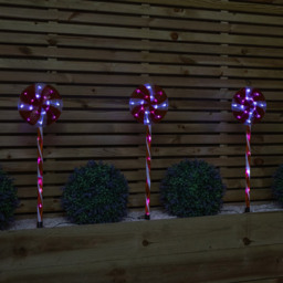 Samuel Alexander 63 White LED Red and White Candy Pop Christmas Path Light - Size: 70 x 18 x 2cm - Red / White - Wilko - thumbnail 4