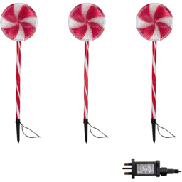 Samuel Alexander 63 White LED Red and White Candy Pop Christmas Path Light - Size: 70 x 18 x 2cm - Red / White - Wilko - thumbnail 3