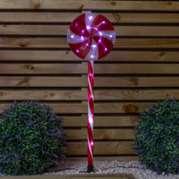 Samuel Alexander 63 White LED Red and White Candy Pop Christmas Path Light - Size: 70 x 18 x 2cm - Red / White - Wilko - thumbnail 5
