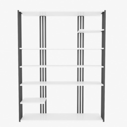 Decorotika Jeni 6 Shelf White and Black Bookcase - Size: 160 x 120 x 29.6cm - Multi - Wilko - thumbnail 6