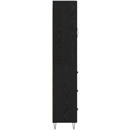 vidaXL Single Door 3 Drawer Black Tall Slim Highboard - Size: 110 x 72 x 33cm - Wilko - thumbnail 5
