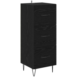 vidaXL Single Door 3 Drawer Black Tall Slim Highboard - Size: 110 x 72 x 33cm - Wilko - thumbnail 7