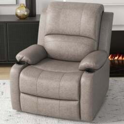 Portland Brown Microfibre Manual Recliner Chair with Footrest - Size: Single - Wilko