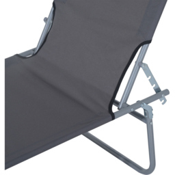 Outsunny Grey Foldable Sun Lounger with Sunshade Awning - Size: 1 Seater - Wilko - thumbnail 4