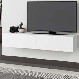 Decortie Francy 2 Door White Modern Wall Mounted TV Unit - Size: 25 x 135 x 31.7cm - Wilko - thumbnail 6