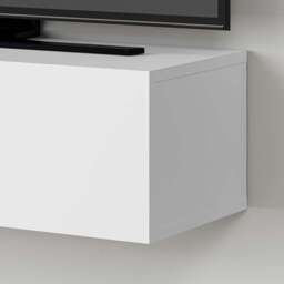 Decortie Francy 2 Door White Modern Wall Mounted TV Unit - Size: 25 x 135 x 31.7cm - Wilko - thumbnail 4