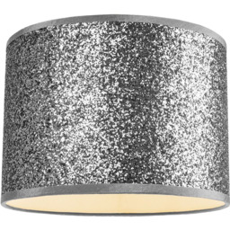 Happy Homewares Bright Silver Glitter Fabric Pendant Lamp Shade - Size: 20 x 30 x 30cm - Wilko - thumbnail 3