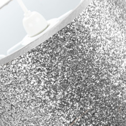 Happy Homewares Bright Silver Glitter Fabric Pendant Lamp Shade - Size: 20 x 30 x 30cm - Wilko - thumbnail 5