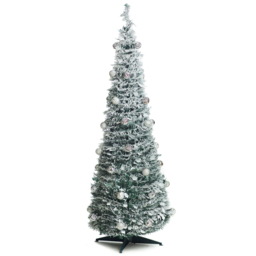 Best Artificial Pre Lit Warm White LED Frosted Pop Up Artificial Christmas Tree 8ft - Wilko