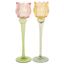 Tall Tulip Glass Tealight Holder - Multicolour - Wilko - thumbnail 6