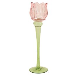 Tall Tulip Glass Tealight Holder - Multicolour - Wilko - thumbnail 1