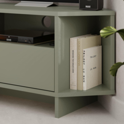 Decortie Viva 3 Shelf Single Cabinet Ash Green Finish Modern Corner TV Stand - Size: 45.3 x 95.7 x 35.4cm - Wilko - thumbnail 4