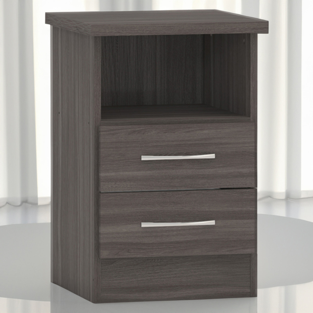 Seconique Nevada 2 Drawer Black Wood Grain Bedside Table - Wilko - image 1