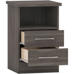 Seconique Nevada 2 Drawer Black Wood Grain Bedside Table - Wilko - thumbnail 5