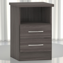 Seconique Nevada 2 Drawer Black Wood Grain Bedside Table - Wilko - thumbnail 1