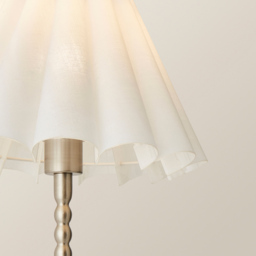 ValueLights Maeve White and Chrome Scallop Pleated Tapered Shade Bobbin Bobble Table Lamp and Bulb - Size: 37.3 x 25 x 25cm - Silver - Wilko - thumbnail 4