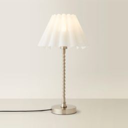 ValueLights Maeve White and Chrome Scallop Pleated Tapered Shade Bobbin Bobble Table Lamp and Bulb - Size: 37.3 x 25 x 25cm - Silver - Wilko - thumbnail 6