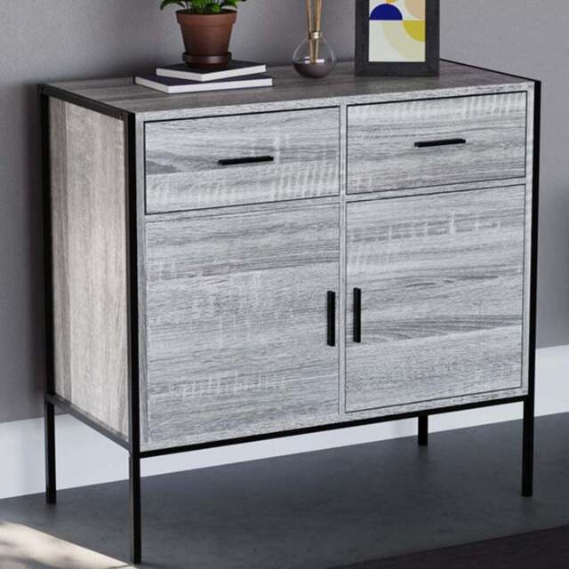 Vida Designs Brooklyn 2 Door 2 Drawer Grey Sideboard - Size: 40 x 83 x 79cm - Wilko - image 1