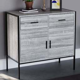 VIDA DESIGNS Brooklyn 2 Door 2 Drawer Grey Sideboard - Size: 40 x 83 x 79cm - Wilko