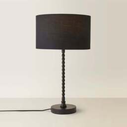 ValueLights Maeve Black Fabric Drum Shade Bobbin Bobble Table Lamp and Bulb - Size: 37.3 x 25 x 25cm - Wilko - thumbnail 6