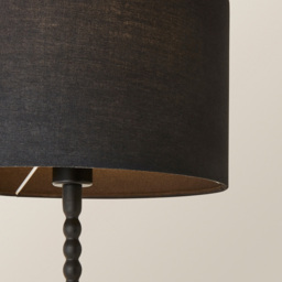 ValueLights Maeve Black Fabric Drum Shade Bobbin Bobble Table Lamp and Bulb - Size: 37.3 x 25 x 25cm - Wilko - thumbnail 4