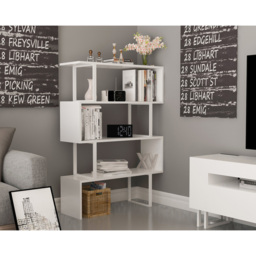 Decorotika Adriana 4 Shelf White Geometric Bookcase - Size: 124.5 x 91.5 x 29.5cm - Wilko - thumbnail 5
