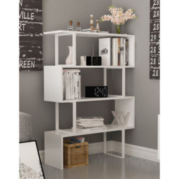 Decorotika Adriana 4 Shelf White Geometric Bookcase - Size: 124.5 x 91.5 x 29.5cm - Wilko - thumbnail 4