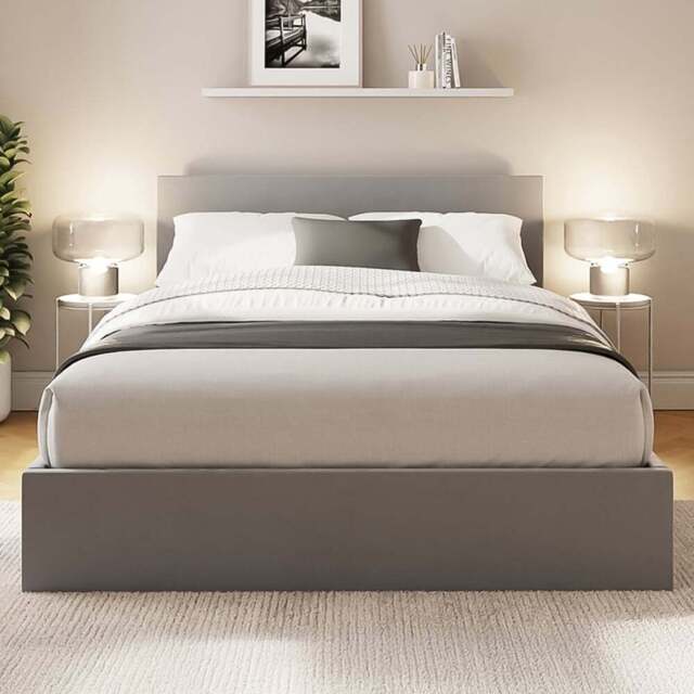GFW Small Double Charcoal Grey Velvet End Lift Ottoman Bed - Wilko - image 1