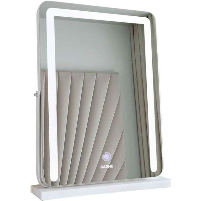 CARME Home Mia 3 Colour LED Frameless White Touch Sensor Light Mirror - Size: 65 x 17 x 47cm - Wilko - image 1