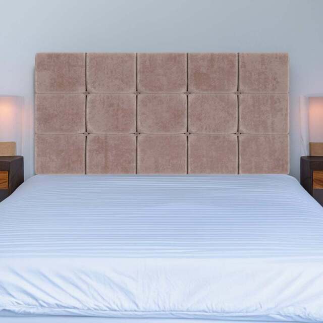 Bedmaster Super King Mink Naples Velvet Pearl Squared Headboard - Brown - Wilko - image 1