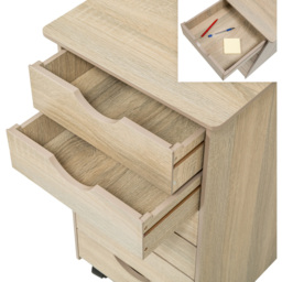 tectake 6 Drawers Light Oak Chest of Drawers with Wheels - Brown - Wilko - thumbnail 6