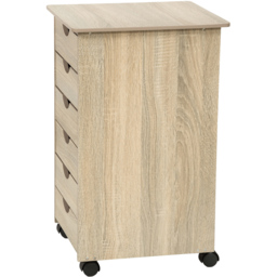tectake 6 Drawers Light Oak Chest of Drawers with Wheels - Brown - Wilko - thumbnail 4
