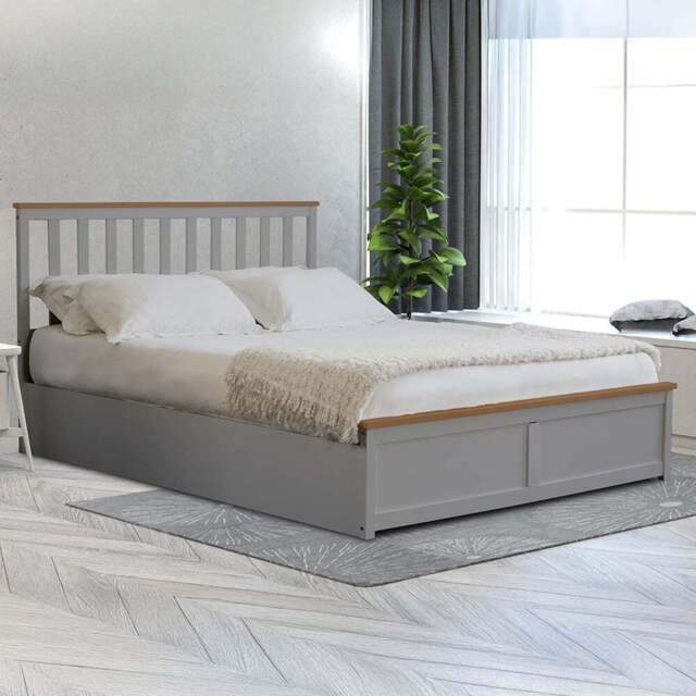 Comfy Living King Size Grey Gas Lift Ottoman Bed - Wilko - image 1