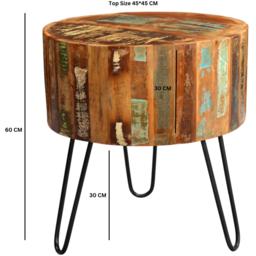 Brooklyn Camea Wooden Drum Side Table - Brown - Wilko - thumbnail 6