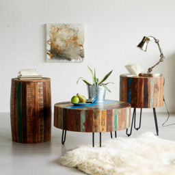 Brooklyn Camea Wooden Drum Side Table - Brown - Wilko - thumbnail 5