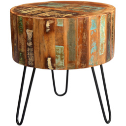 Brooklyn Camea Wooden Drum Side Table - Brown - Wilko - thumbnail 3