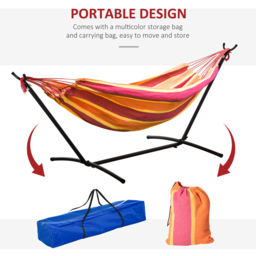 Outsunny Red Stripe Camping Hammock with Stand and Carry Bag - Size: 298 x 117 x 105cm - Multi - Wilko - thumbnail 7