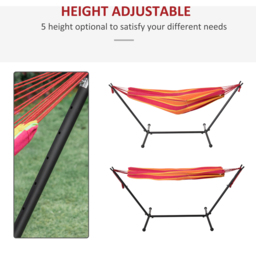 Outsunny Red Stripe Camping Hammock with Stand and Carry Bag - Size: 298 x 117 x 105cm - Multi - Wilko - thumbnail 5